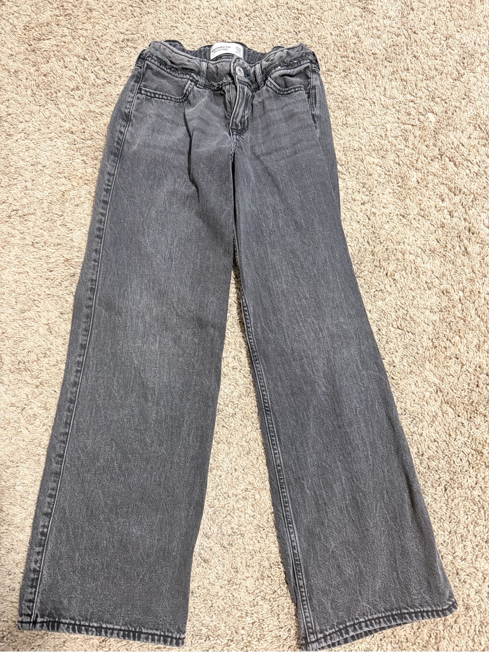 abercrombie kids Gray Low Rise Baggy Jeans - Distressed Waist